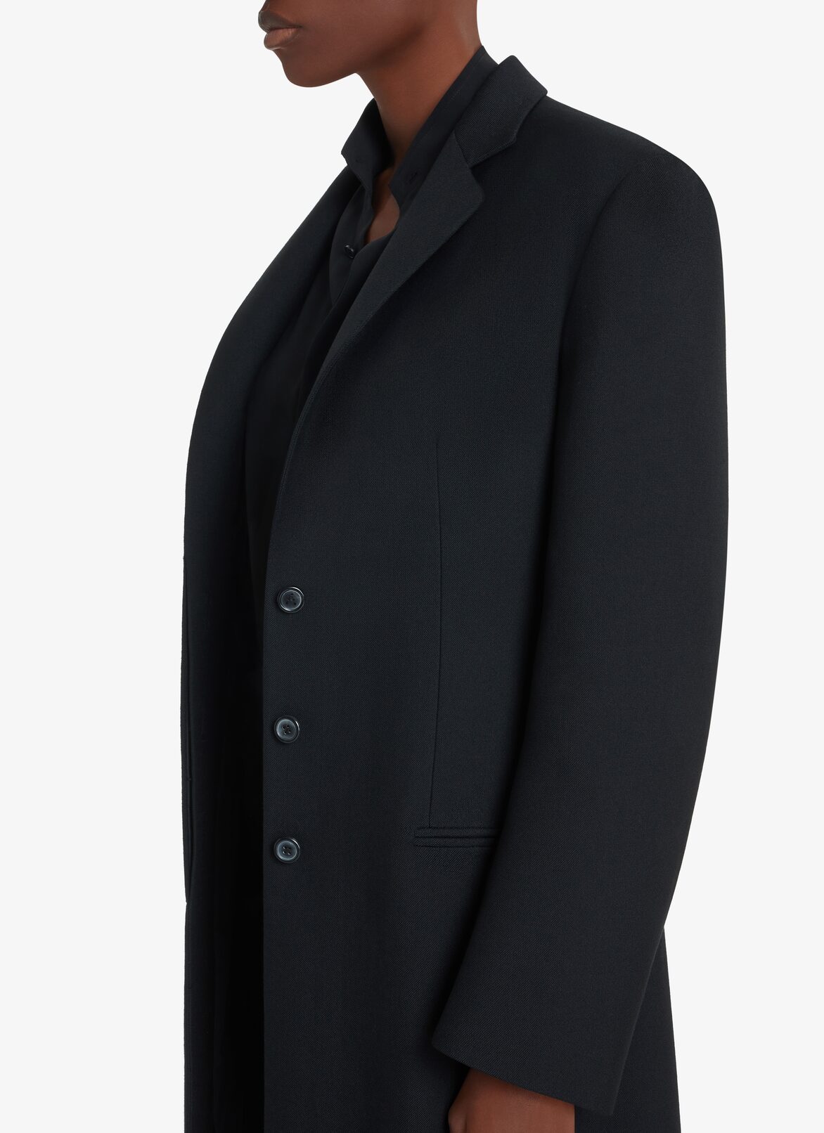 WOOL GABARDINE COAT ALAÏA BLACK WOOL GABARDINE COAT